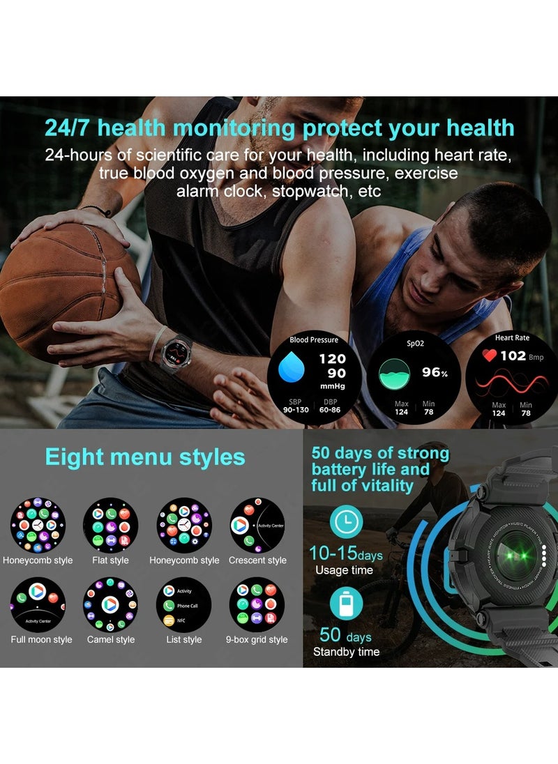 Smart - Smart Watch Men TWS Bluetooth Earphone Waterproof AMOLED HD Screen Smartwatch with Speaker Music Tracker Sports Watch - Image 1
