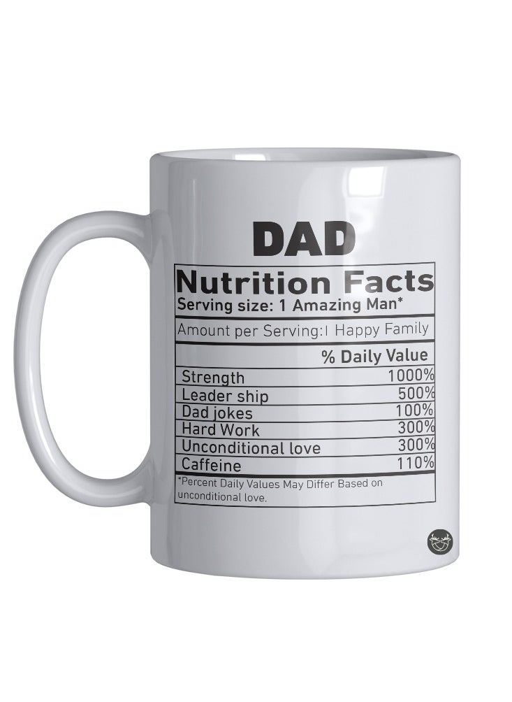 Reeman Design White mug with printed nutritional facts design Dad 