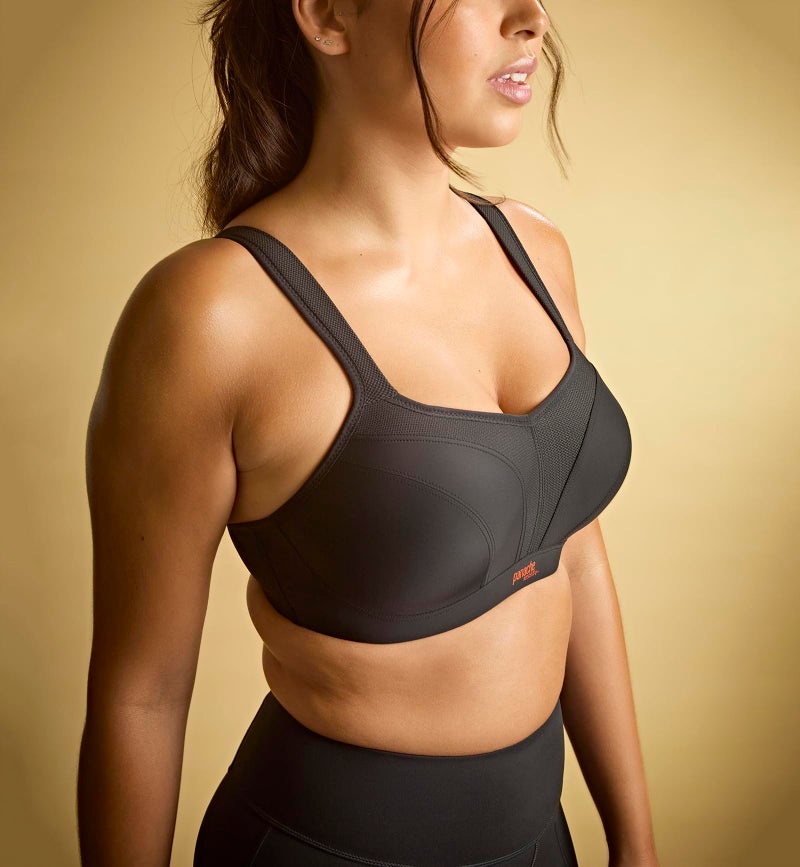 Panache Women's Power 5021 Underwire Padded Sports Bra |Black,32FF| High Impact Sports Bra for Large Breasts, Racerback Support - Image 2