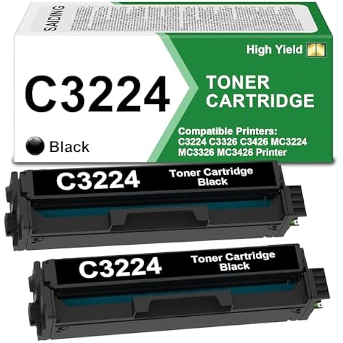 خرطوشة حبر سوداء MC3224 C3224 متوافقة مع ليكسمارك C3224 MC3224 MC3426 MC3326 C3326 C3426 MC3426I MC3426ADW MC3326ADWE (عبوة 2) - Image 1