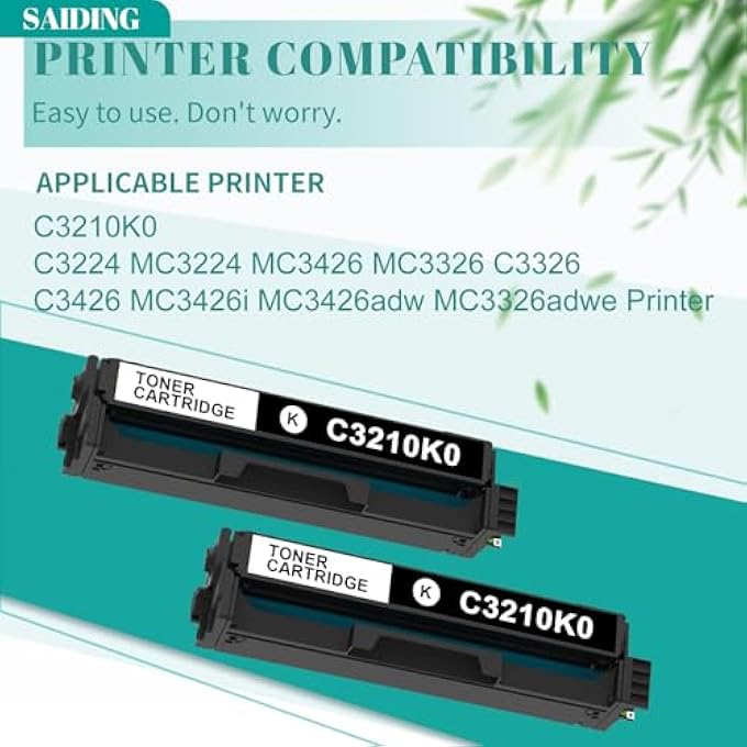 خرطوشة حبر سوداء MC3224 C3224 متوافقة مع ليكسمارك C3224 MC3224 MC3426 MC3326 C3326 C3426 MC3426I MC3426ADW MC3326ADWE (عبوة 2) - Image 2