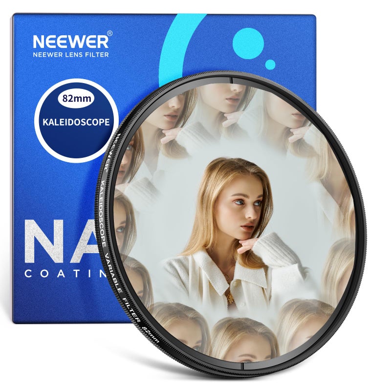 Neewer 82mm Kaleidoscope Prism Lens Filter, Photography Prism Crystal Glass Effect Filter with Multi Refraction and Variable Number of Photographic Subjects - Image 1