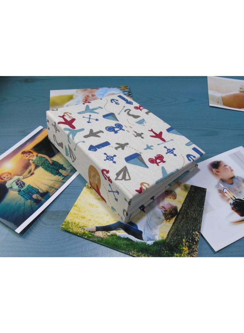 Barakah ألبوم صور للأطفال مع 100 جيب، غلاف من الكتان مقاس 4x6 بوصة، كتاب ذكريات للأولاد والبنات، ألبوم صور بموضوع الطائرة للصور العائلية، السنة الأولى للطفل، أعياد الميلاد واللحظات الخاصة - Image 2