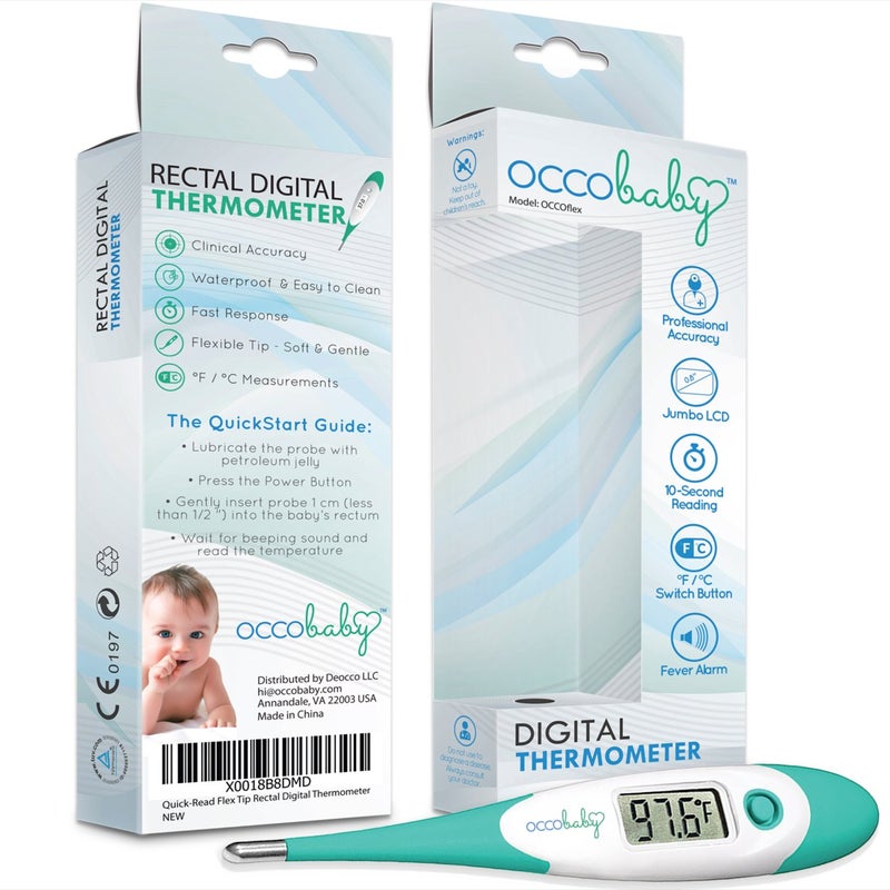 OCCObaby Clinical Digital Baby Thermometer - LCD, Flexible Tip, 10 Second Quick Accurate Fever Read Rectal Oral  Underarm Use - Waterproof Thermometer for Infants  Toddlers - Image 5
