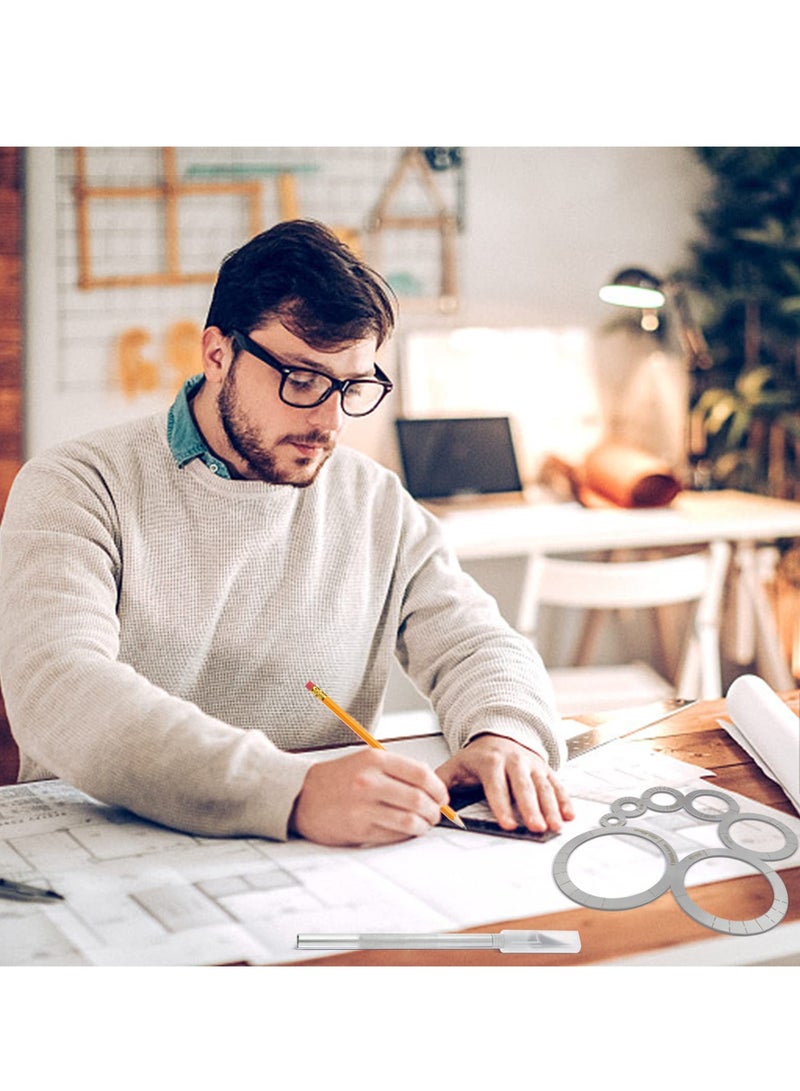 KASTWAVE Circle Ruler, Leather Cutting Tool Set, Round Leather Corner Cutting Ruler, Stainless Steel Ruler, Circle Drawing Tool, for Leather Projects, Complete with Laser Burned Scale Marks - Image 4