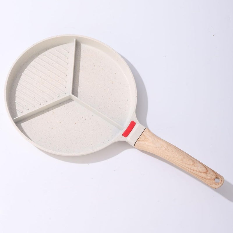 MVM Enterprise Ceramic NonStick Frying Pan Omelet Pan for Burger Eggs Ham Pancake Maker Wooden Handle Frying Pot Anti Scalding Handle for Kitchen Home 1 Pcs Breakfast Frying PAN - Image 1