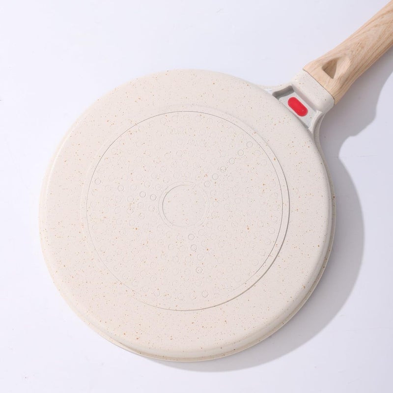 MVM Enterprise Ceramic NonStick Frying Pan Omelet Pan for Burger Eggs Ham Pancake Maker Wooden Handle Frying Pot Anti Scalding Handle for Kitchen Home 1 Pcs Breakfast Frying PAN - Image 5