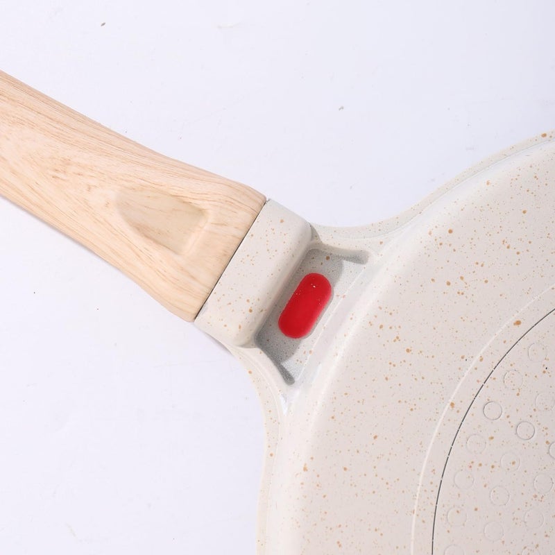 MVM Enterprise Ceramic NonStick Frying Pan Omelet Pan for Burger Eggs Ham Pancake Maker Wooden Handle Frying Pot Anti Scalding Handle for Kitchen Home 1 Pcs Breakfast Frying PAN - Image 4