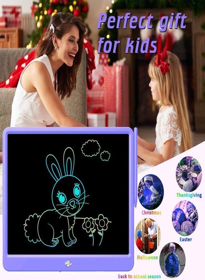 FLUESTON LCD Writing Tablet, Doodle Board Toys Gifts for 3-8 Year Old Girls Boys, 12 Inch Colorful Electronic Board Drawing Pad for Kids, Gifts for Toddler Educational Learning Travel Birthday, Purple - Image 3