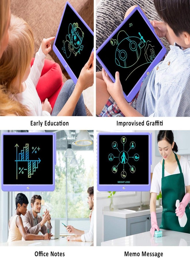 FLUESTON LCD Writing Tablet, Doodle Board Toys Gifts for 3-8 Year Old Girls Boys, 12 Inch Colorful Electronic Board Drawing Pad for Kids, Gifts for Toddler Educational Learning Travel Birthday, Purple - Image 4