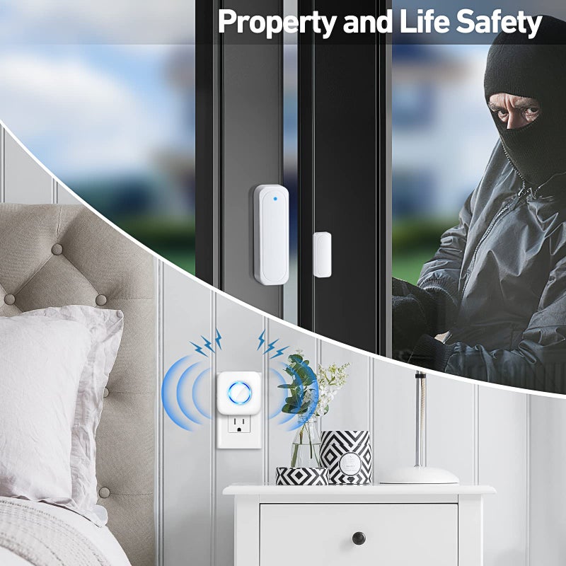 Satisure Door Chime, Satisure Wireless Door Open Contact Sensor Alarm Chime with 600 FT Range 58 Chimes 5 Volume Levels LED Indicators, Door Ringer Alert for Business/Store/Home/Office When Entering - Image 4