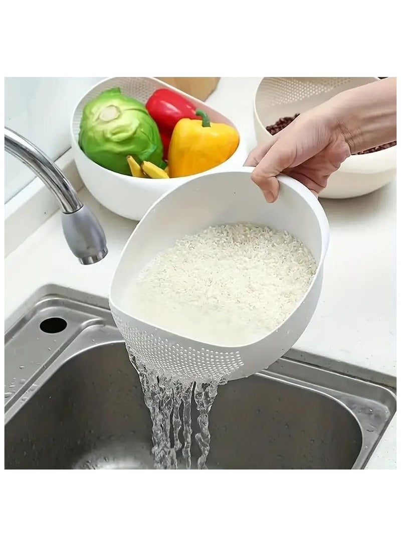 Erorex Rice Washer Strainer Bowl, Plastic Colander, Beans Peas Washing Filter Basket Sieve Drainer, Kitchen Cleaning Gadget For Vegetable, Fruit, Pasta - Image 2
