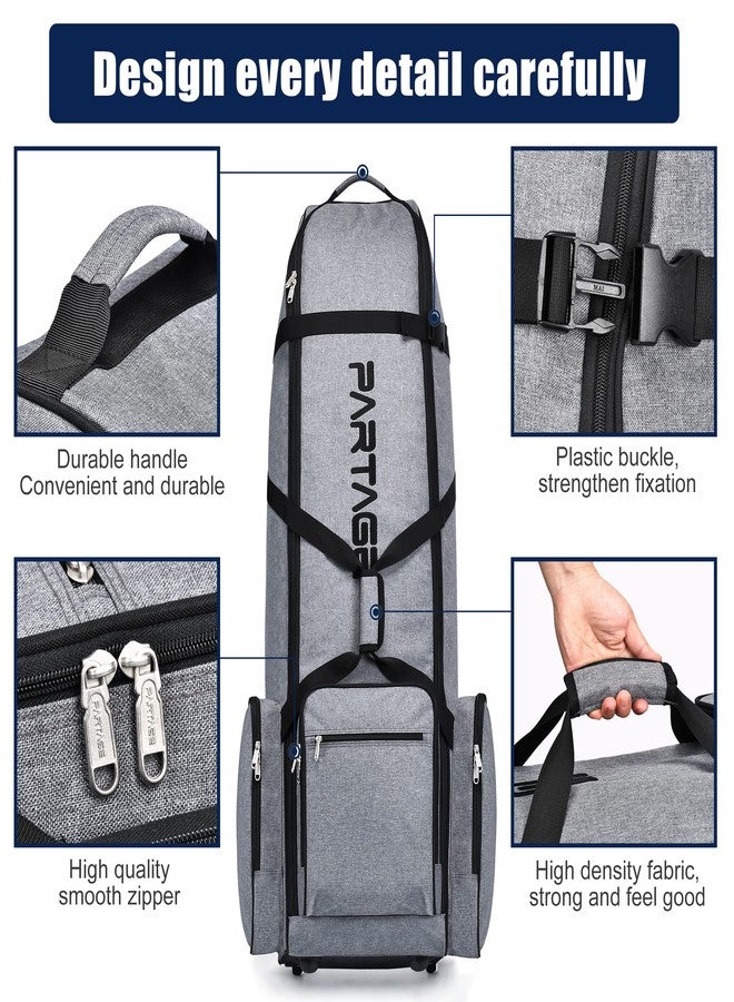 Partage Golf Travel Bag with Wheels,Golf Travel Case for Airlines, 600D Heavy Duty Oxford -Gray - Image 2