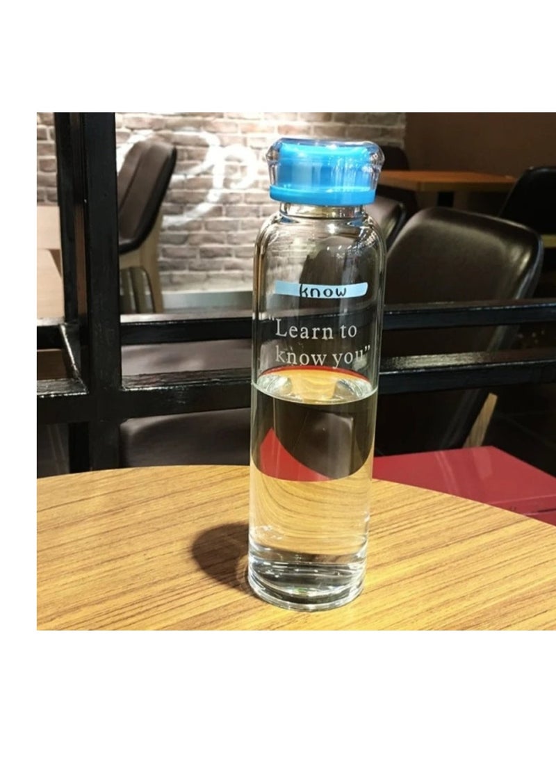 Generic - Leak-proof Glass Water Bottle - 1 Piece - Multi-colored Lid Color - Image 1