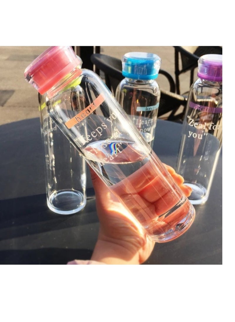 Generic - Leak-proof Glass Water Bottle - 1 Piece - Multi-colored Lid Color - Image 1