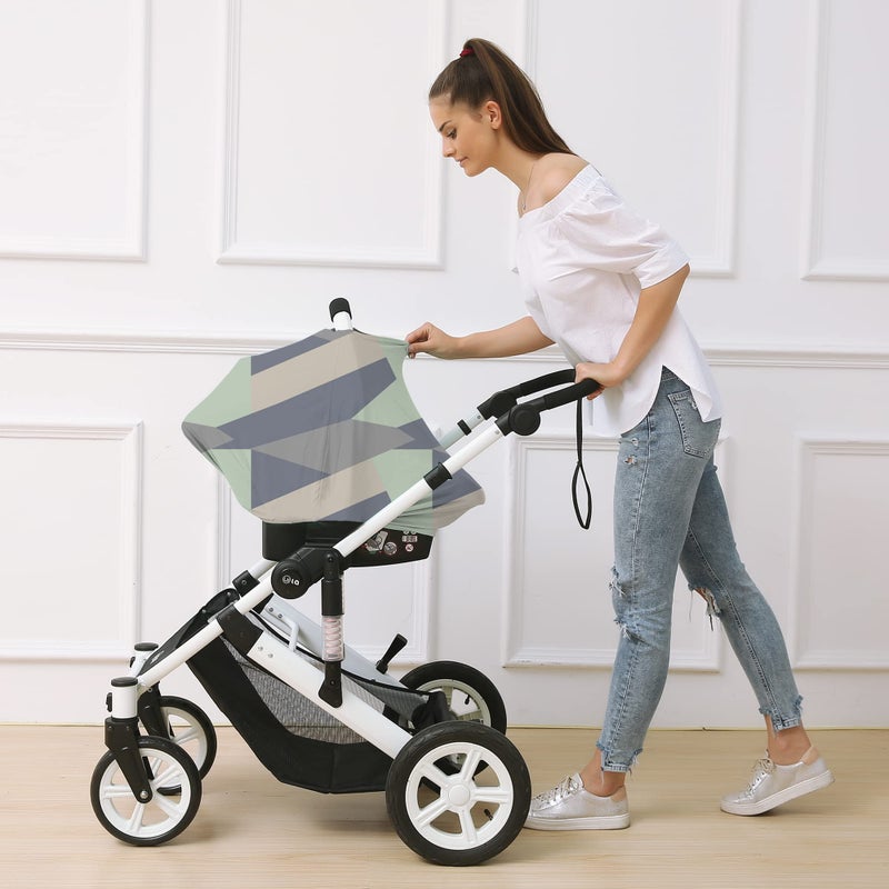 Hicoco Carseat Cover for Boy and Girls - Multi-use Nursing Canopy for Breastfeeding, Stroller and High Chair Cover (Baby Green) - Image 3