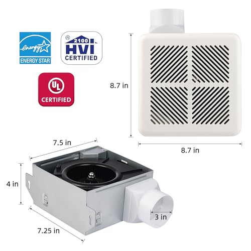 Tech Drive Very-Quiet 70 CFM, 2.0 Sone Bathroom Ventilation and Exhaust Fan (70CFM New Version) - Image 4