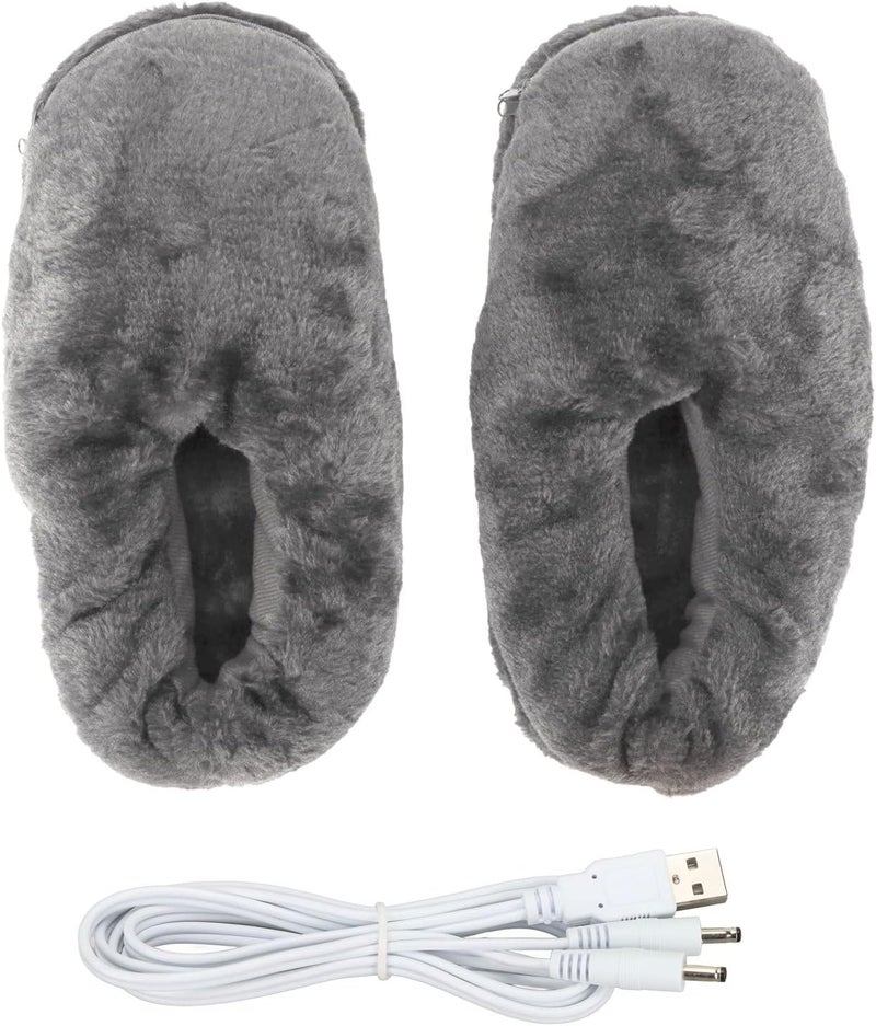كلاراكو شبشب كلاركو المُدفأ، شبشب ناعم مُدفأ للقدمين بمنفذ USB للرجال والنساء، حذاء تدفئة كهربائي مُخملي مانع للانزلاق وجيد التهوية مع غطاء قابل للغسل للشتاء والطقس البارد (رمادي) - Image 1