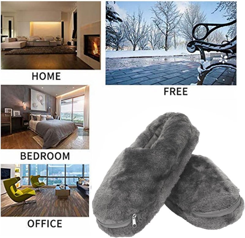 كلاراكو شبشب كلاركو المُدفأ، شبشب ناعم مُدفأ للقدمين بمنفذ USB للرجال والنساء، حذاء تدفئة كهربائي مُخملي مانع للانزلاق وجيد التهوية مع غطاء قابل للغسل للشتاء والطقس البارد (رمادي) - Image 2