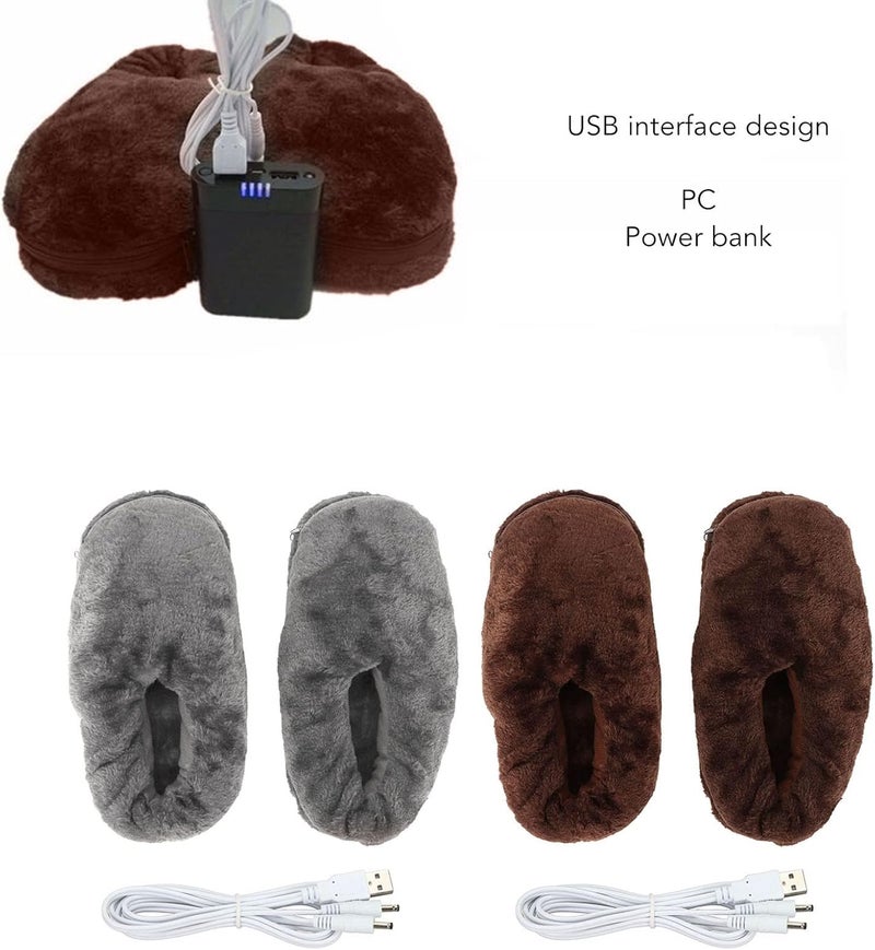 كلاراكو شبشب كلاركو المُدفأ، شبشب ناعم مُدفأ للقدمين بمنفذ USB للرجال والنساء، حذاء تدفئة كهربائي مُخملي مانع للانزلاق وجيد التهوية مع غطاء قابل للغسل للشتاء والطقس البارد (رمادي) - Image 5