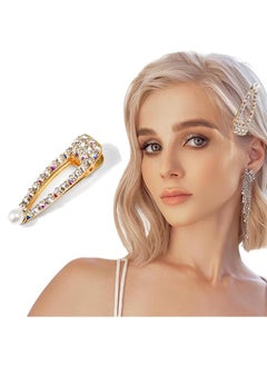 1Pcs Pearl Rhinestone Hair Clips Metal Snap Hairpins Bling Crystal Hair Barrettes Glitter French Barrettes Duckbill Hair Pin Hair Decorative Party Hair Accessories for Women Girls