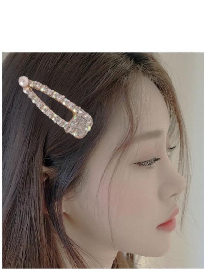 Generic - 1Pcs Pearl Rhinestone Hair Clips Metal Snap Hairpins Bling Crystal Hair Barrettes Glitter French Barrettes Duckbill Hair Pin Hair Decorative Party Hair Accessories for Women Girls - Image 1