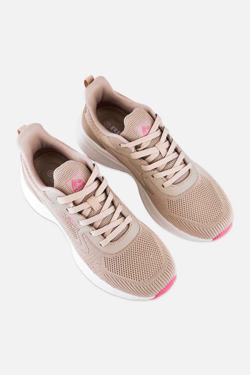 RBX Women Knitted Lace Up Hiking Shoes, Pastel Tan - Image 4