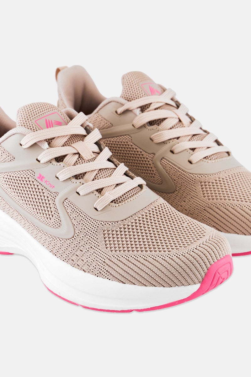 RBX Women Knitted Lace Up Hiking Shoes, Pastel Tan - Image 3