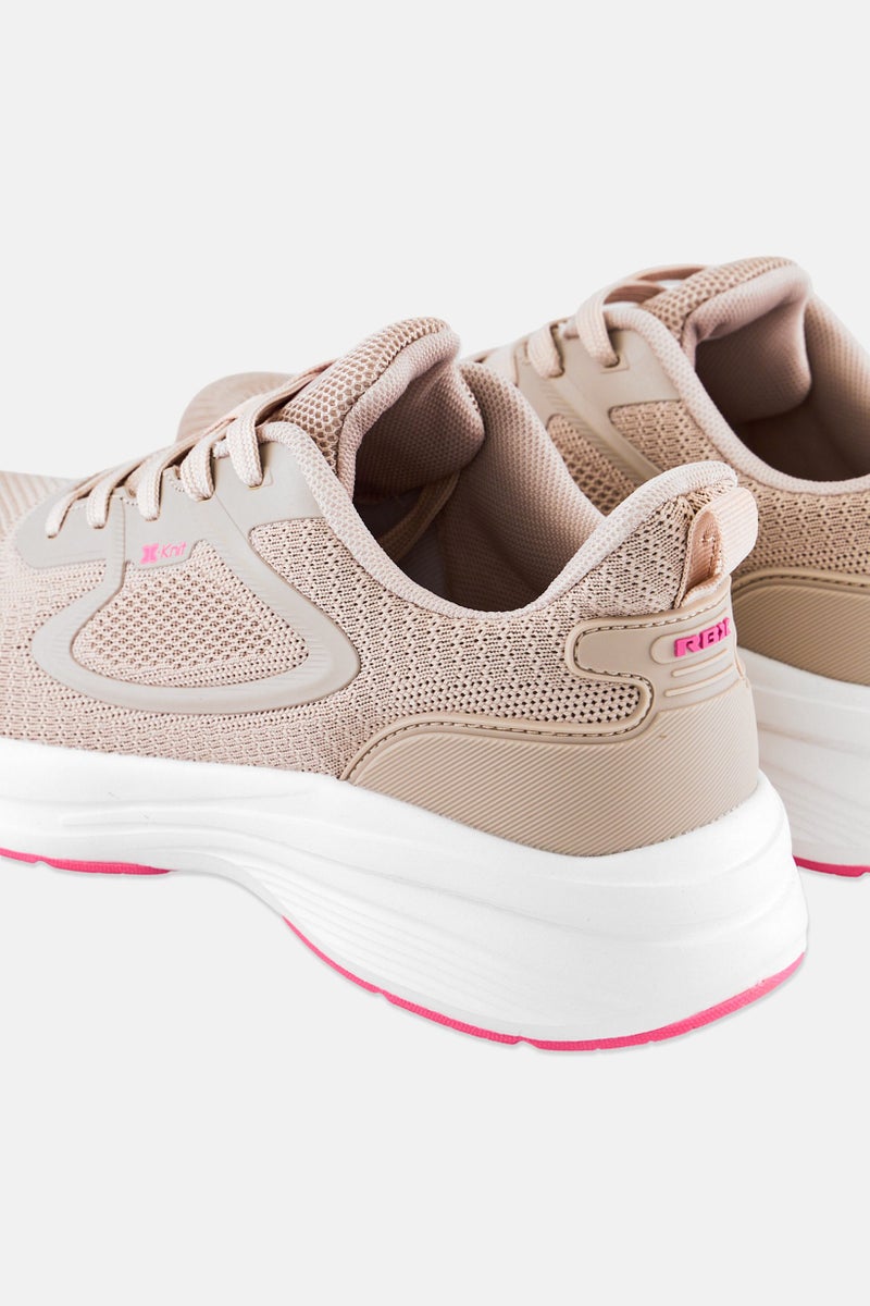 RBX Women Knitted Lace Up Hiking Shoes, Pastel Tan - Image 2