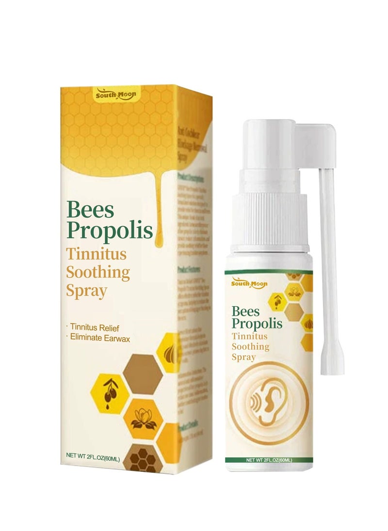 SOUTH MOON Bee Propolis Tinnitus Relief Spray, Ear Tinnitus Relief, Tinnitus Relief for Ringing Ears, Tinnitus Spray Relieves Tinnitus, Support Ear Tinnitus Relief for Women Men, Relief Ear Discomfort 60ml  - Image 1