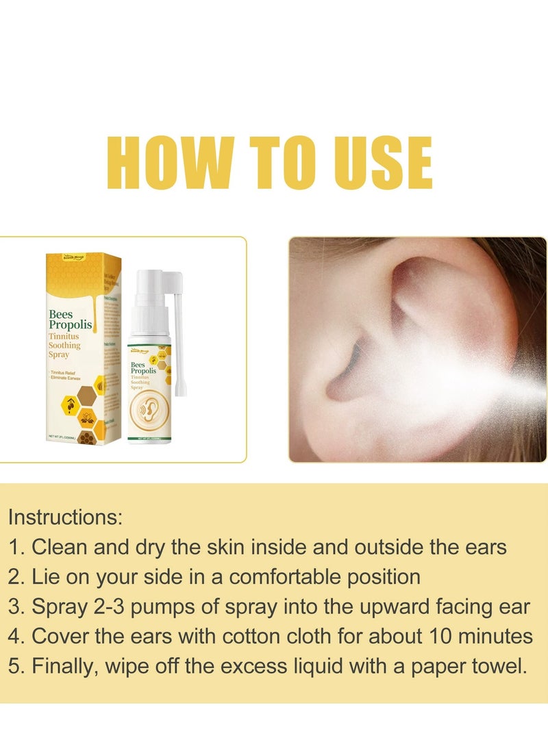 SOUTH MOON Bee Propolis Tinnitus Relief Spray, Ear Tinnitus Relief, Tinnitus Relief for Ringing Ears, Tinnitus Spray Relieves Tinnitus, Support Ear Tinnitus Relief for Women Men, Relief Ear Discomfort 60ml  - Image 4
