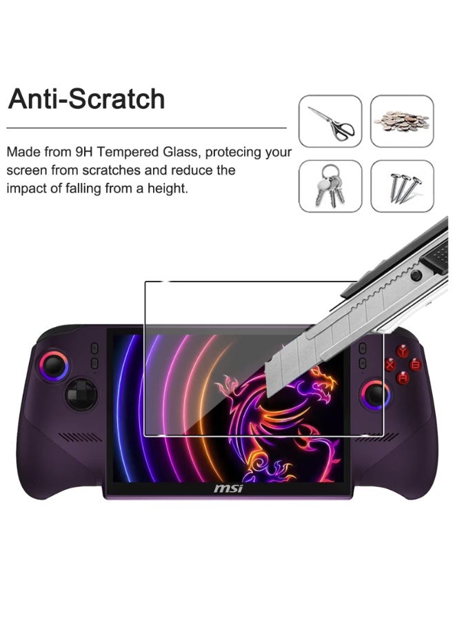 2 قطع من الزجاج المقوى لـ MSI Claw 8 EX AI + 8 بوصة ، HD واضحة صلابة 9H ، مكافحة الخدش ، مقاومة للكسر ، لا فقاعات حساسية لمس مكافحة بصمات الأصابع واقي الشاشة لـ MSI Claw 8 EX AI + - Image 3