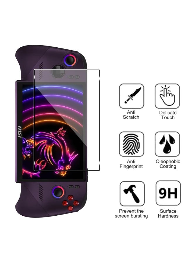 2 قطع من الزجاج المقوى لـ MSI Claw 8 EX AI + 8 بوصة ، HD واضحة صلابة 9H ، مكافحة الخدش ، مقاومة للكسر ، لا فقاعات حساسية لمس مكافحة بصمات الأصابع واقي الشاشة لـ MSI Claw 8 EX AI + - Image 2