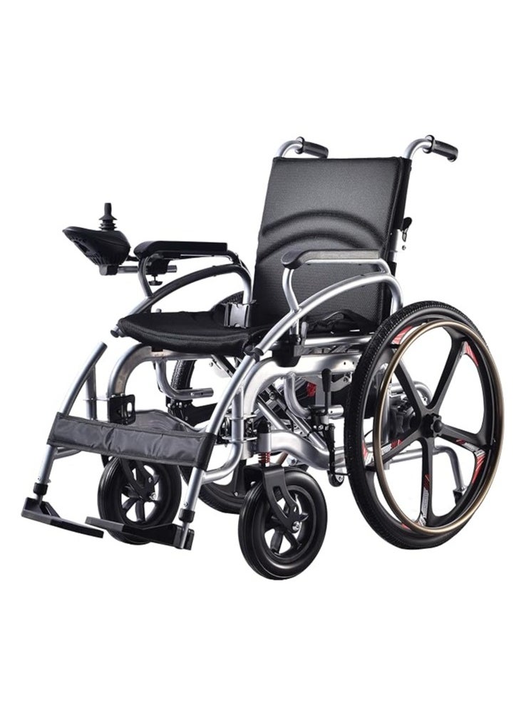 Cool Baby Style COOLBABY Portable Folding Electric Wheelchair 24inch Magnesium Alloy Rear Wheel Front Wheel with Shock Absorption Electric Wheelchair for Adults Electric Wheelchair for the Elderly  - Image 1