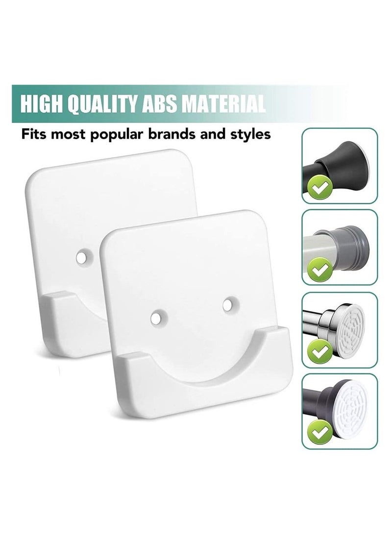 2 Piece Adhesive Curtain Rod Brackets, Shower Curtain Rod Mounting Bracket for Wall Adhesive Shower Rod Tension Holder, White Tension Bracket - Image 1