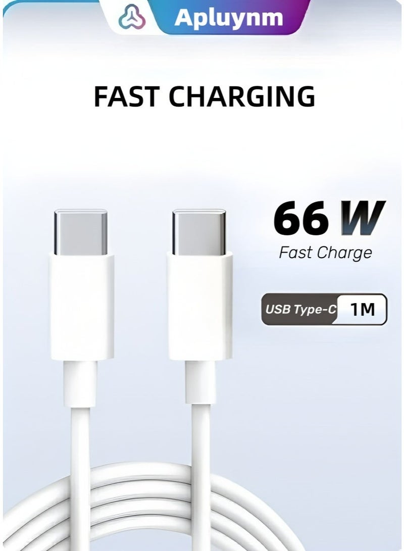 أبلينم كابل USB-C بقوة 66 واط، كابل شحن USB-C إلى USB-C لأجهزة iPhone 15، وMacBook Pro 2020، وiPad Pro 2020، وSwitch، وSamsung Galaxy S20 Plus وS9 وS8 Plus، وPixel، وأجهزة الكمبيوتر المحمولة، وغيرها الكثير. - Image 1