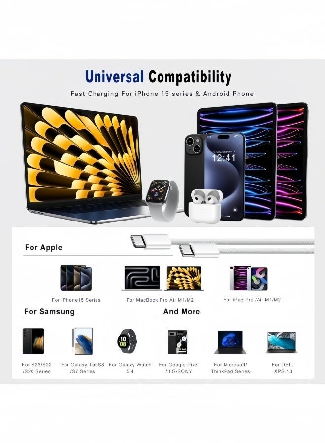 أبلينم كابل شحن فائق السرعة من النوع C إلى النوع C بطول 1 متر لأجهزة iPhone 17/16/15 و iPad و Macbook و Samsung - Image 2