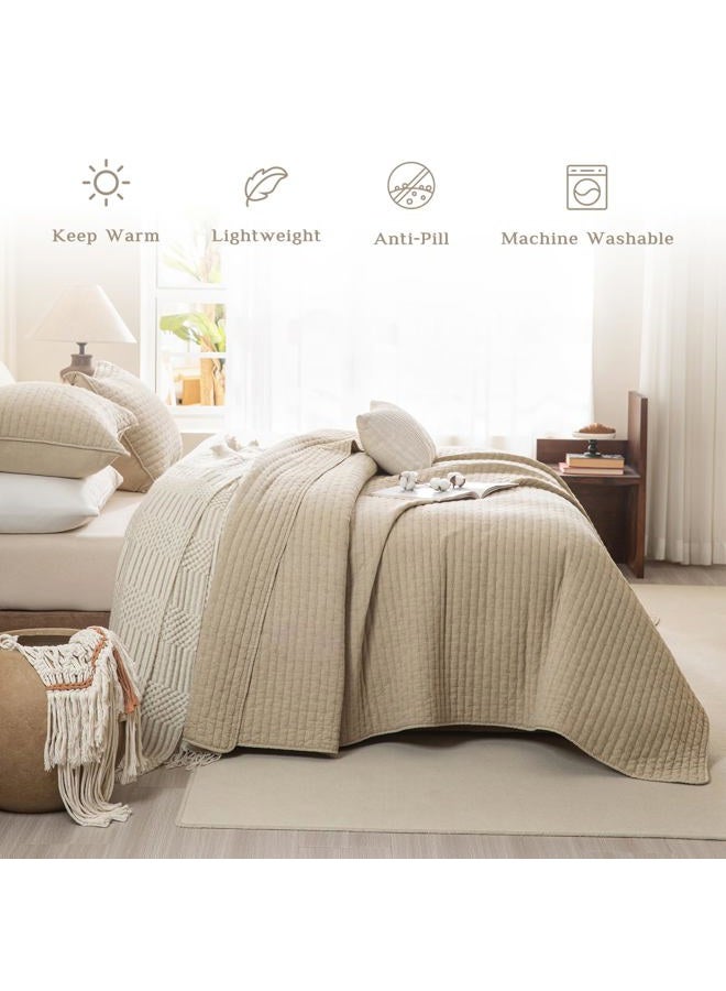 CozyTide غطاء سرير ملكي كبير 128"x120"، مجموعة أغطية سرير قطنية مغسولة بالحجر، 3 قطع، غطاء سرير كبير خفيف الوزن وناعم، مجموعة أغطية سرير مزرعة كبيرة - Image 2