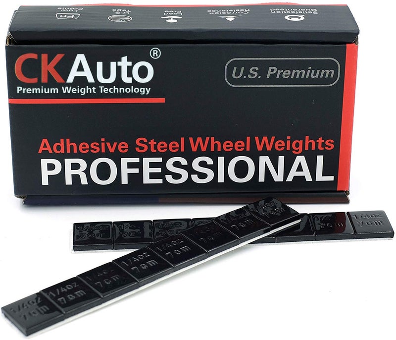 CKAuto 1/4oz, 0.25oz, Black, Adhesive Stick on Wheel Weights, EasyPeel Tape. Cars, Trucks, SUVs, Motorcycles, Low Profile, 60oz/Box, U.S. OEM Quality, (240pcs) - Image 1