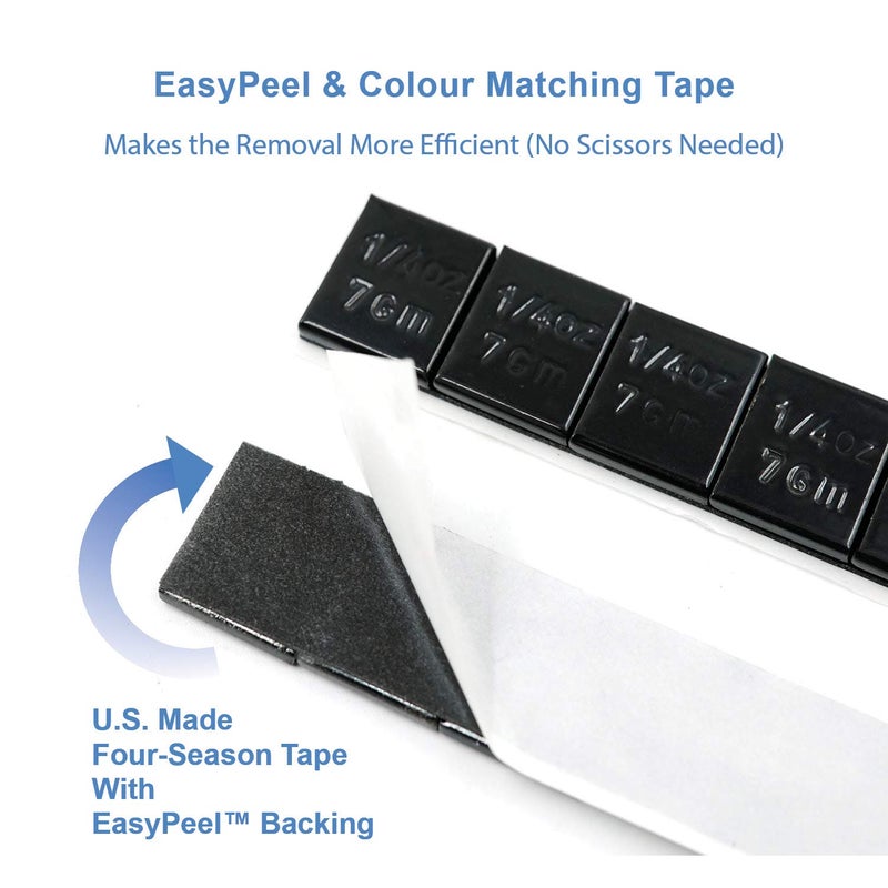 CKAuto 1/4oz, 0.25oz, Black, Adhesive Stick on Wheel Weights, EasyPeel Tape. Cars, Trucks, SUVs, Motorcycles, Low Profile, 60oz/Box, U.S. OEM Quality, (240pcs) - Image 3