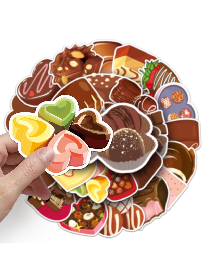 قوس قزح أورينبو ملصقات الشوكولاتة 50 قطعة ملصقات طعام سوداء مقاومة للماء لأجهزة الكمبيوتر المحمول وزجاجة المياه وسجلات القصاصات ولوح التزلج والهاتف والحاسوب والجيتار والأمتعة والمصد من الفينيل هدية الشوكولاتة للمراهقين والأطفال والكبار - Image 2