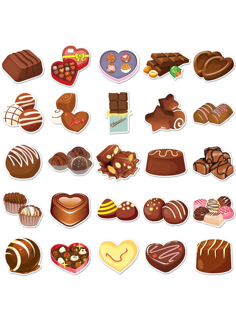 قوس قزح أورينبو ملصقات الشوكولاتة 50 قطعة ملصقات طعام سوداء مقاومة للماء لأجهزة الكمبيوتر المحمول وزجاجة المياه وسجلات القصاصات ولوح التزلج والهاتف والحاسوب والجيتار والأمتعة والمصد من الفينيل هدية الشوكولاتة للمراهقين والأطفال والكبار - Image 4