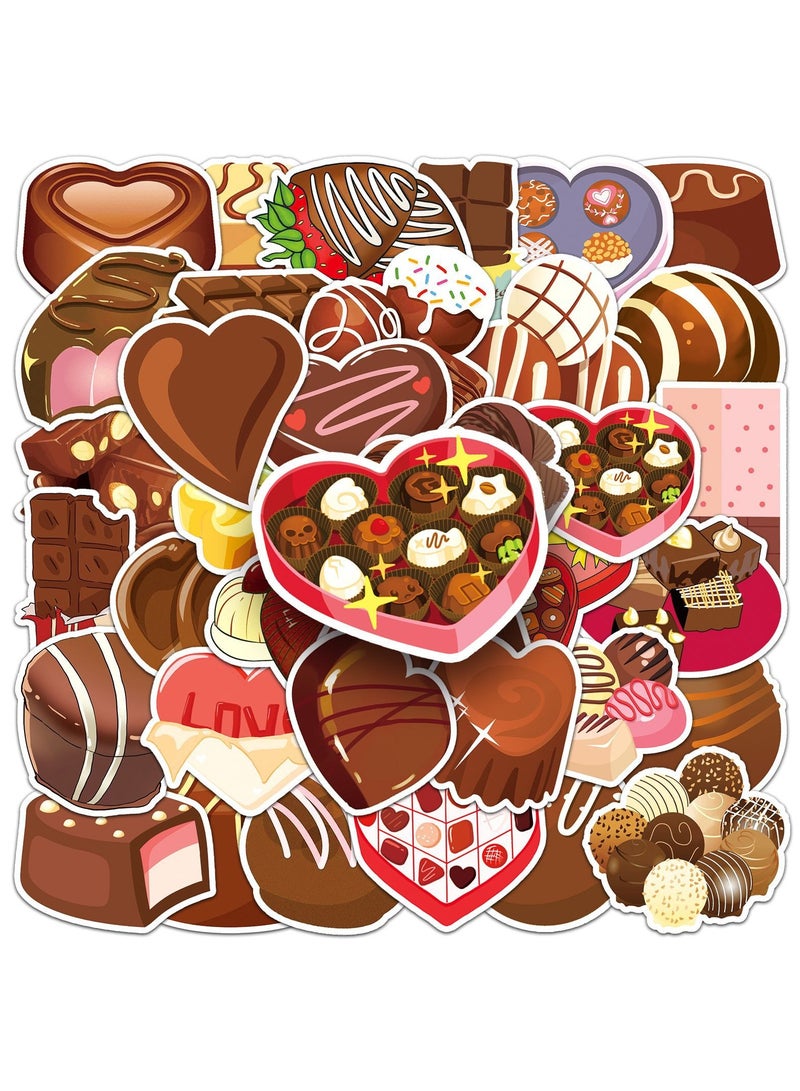 قوس قزح أورينبو ملصقات الشوكولاتة 50 قطعة ملصقات طعام سوداء مقاومة للماء لأجهزة الكمبيوتر المحمول وزجاجة المياه وسجلات القصاصات ولوح التزلج والهاتف والحاسوب والجيتار والأمتعة والمصد من الفينيل هدية الشوكولاتة للمراهقين والأطفال والكبار - Image 1