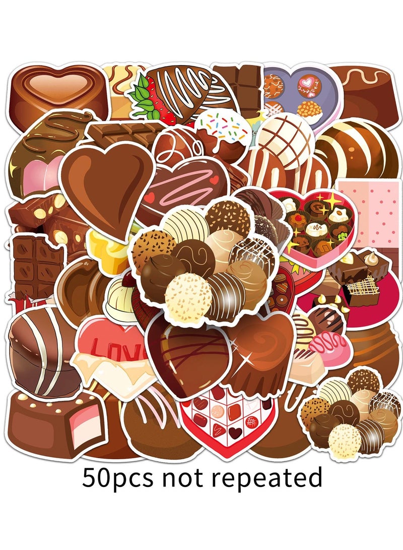 قوس قزح أورينبو ملصقات الشوكولاتة 50 قطعة ملصقات طعام سوداء مقاومة للماء لأجهزة الكمبيوتر المحمول وزجاجة المياه وسجلات القصاصات ولوح التزلج والهاتف والحاسوب والجيتار والأمتعة والمصد من الفينيل هدية الشوكولاتة للمراهقين والأطفال والكبار - Image 3