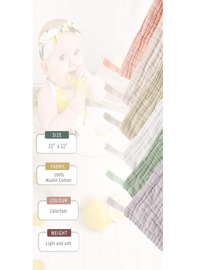 Konssy 6 Pack Baby Muslin Washcloths for Unisex 100% Cotton Wash Cloth Set for Baby Face Body Comfy and Soft for Newborn Infants Kids Girls and Boys - Image 2
