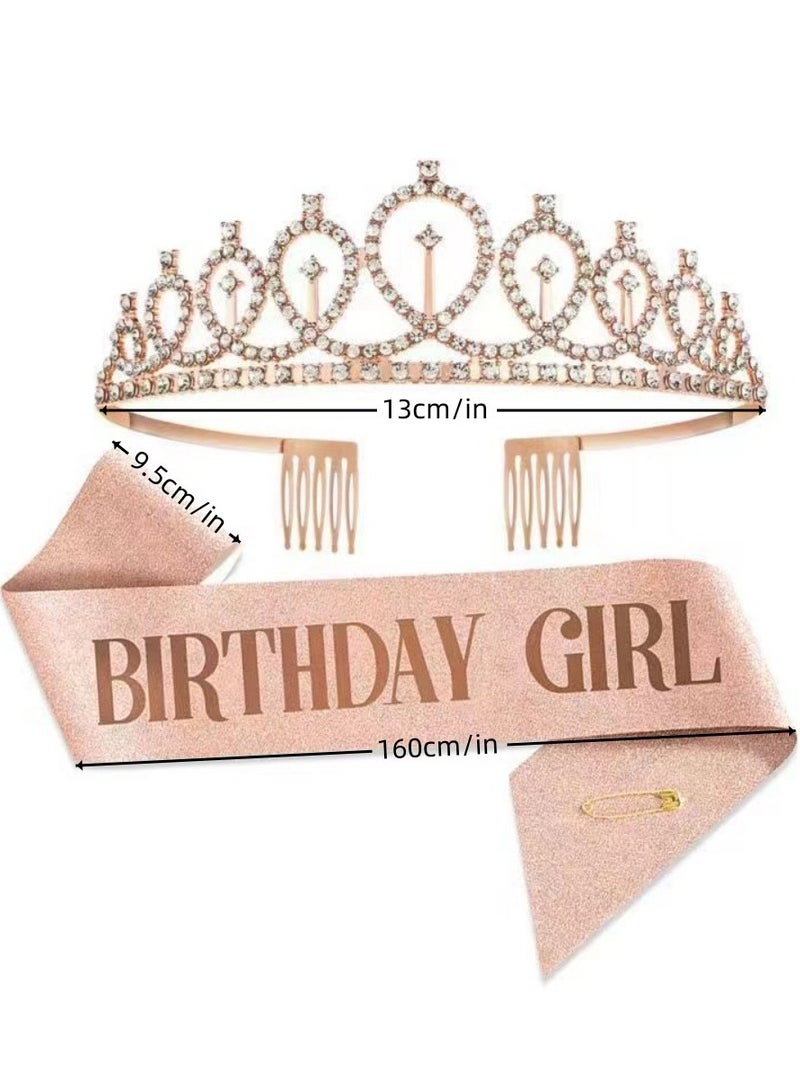 Rose Gold Birthday Queen Sash and Birthday Crown Kit - Image 3