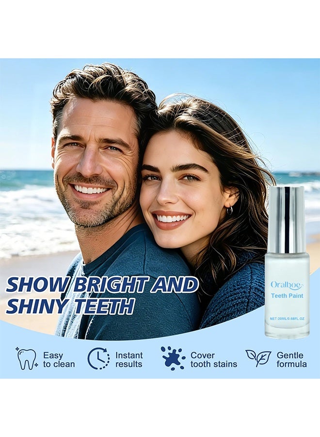 ORALHOE Tooth Paint, Teeth Whitening Paint, Tooth Polish, Instant Teeth Whitening, Teeth Whitening Gel, Teeth Stain Remover, Instant Whitening Paint For Teeth, Portable Tooth Polish Uptight White, Long-Lasting Bright, 20ml - Image 3