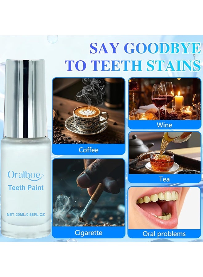 ORALHOE Tooth Paint, Teeth Whitening Paint, Tooth Polish, Instant Teeth Whitening, Teeth Whitening Gel, Teeth Stain Remover, Instant Whitening Paint For Teeth, Portable Tooth Polish Uptight White, Long-Lasting Bright, 20ml - Image 5