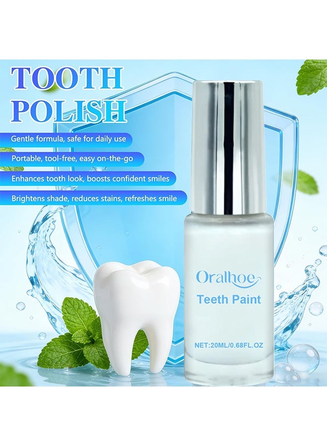 ORALHOE Tooth Paint, Teeth Whitening Paint, Tooth Polish, Instant Teeth Whitening, Teeth Whitening Gel, Teeth Stain Remover, Instant Whitening Paint For Teeth, Portable Tooth Polish Uptight White, Long-Lasting Bright, 20ml - Image 4