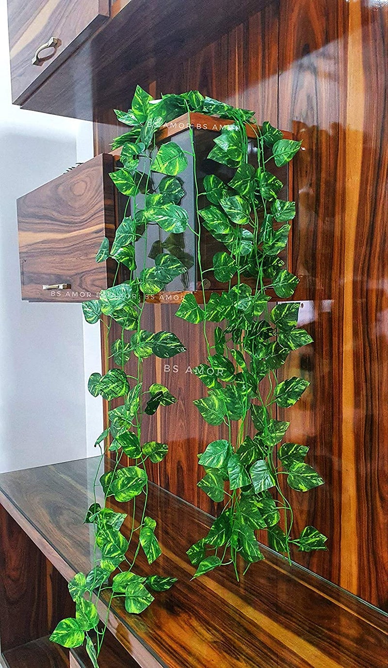 BS AMOR Artificial Creeper Money Plant Leaf Garland | Wall Hanging | Speacial Ocassion Decoration | Home Decor Party | Office Festival Theme Decorative Length 6 Feet Pack Strings(12) - Image 2